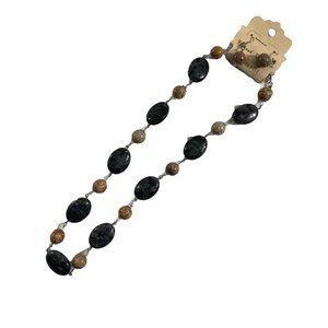 Hannah Collection 21" Necklace Dangle Earrings Set Brown Green Adjustable Length